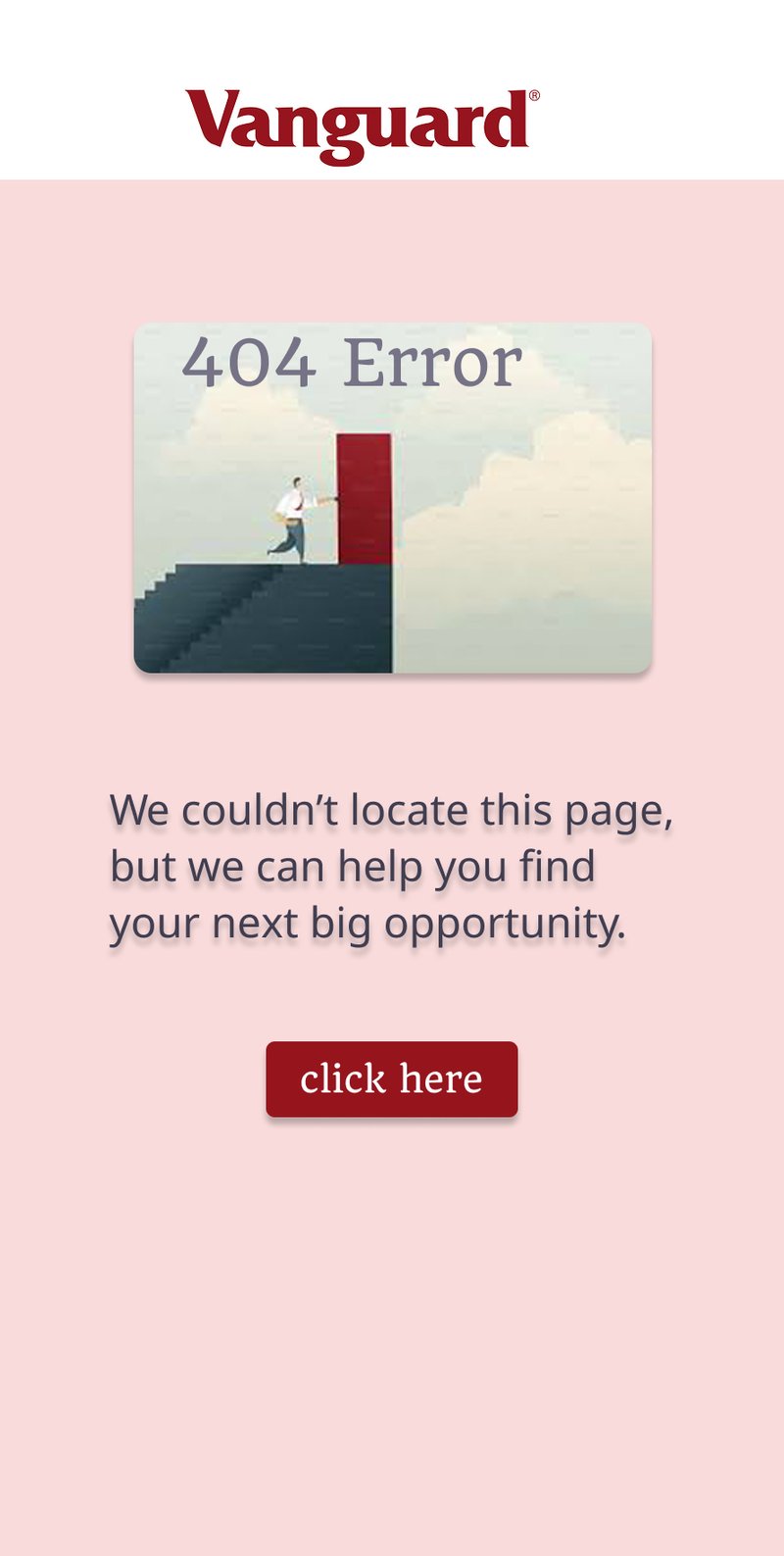 Vanguard 404 error page with an illustration and a button